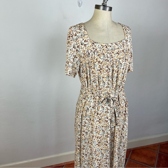 Reformation Jeans Square Neck Floral Tie Waist Dress - Picture 2 of 8